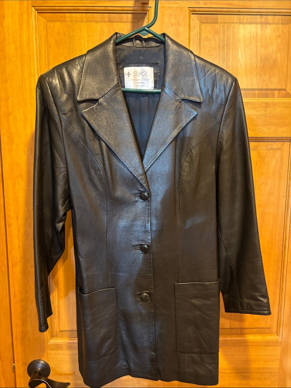 Black Leather Button-Front Women's Jacket